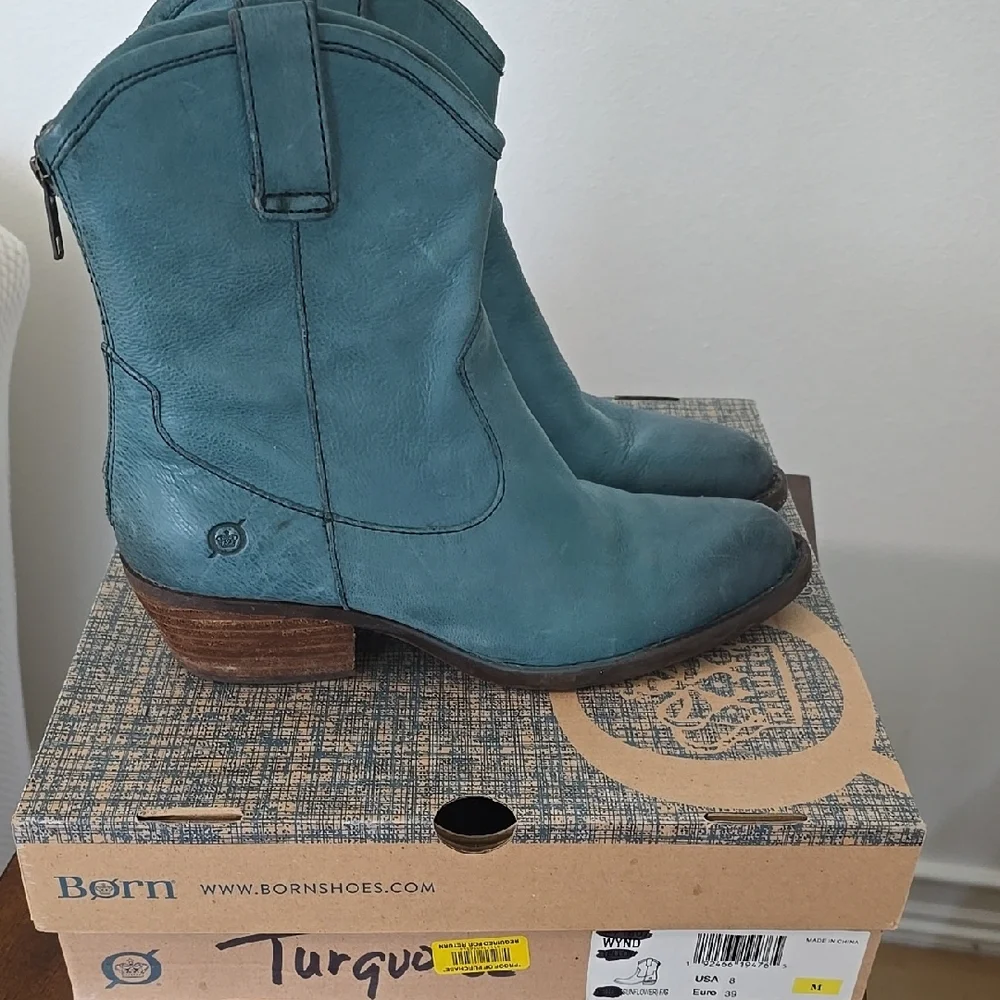 Born Turquoise Ankle Boots. Gently Used! - Picture 2 of 3